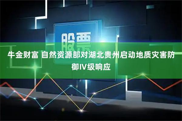 牛金财富 自然资源部对湖北贵州启动地质灾害防御Ⅳ级响应